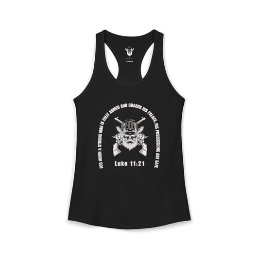 "Luke 11:21" Racerback Tank